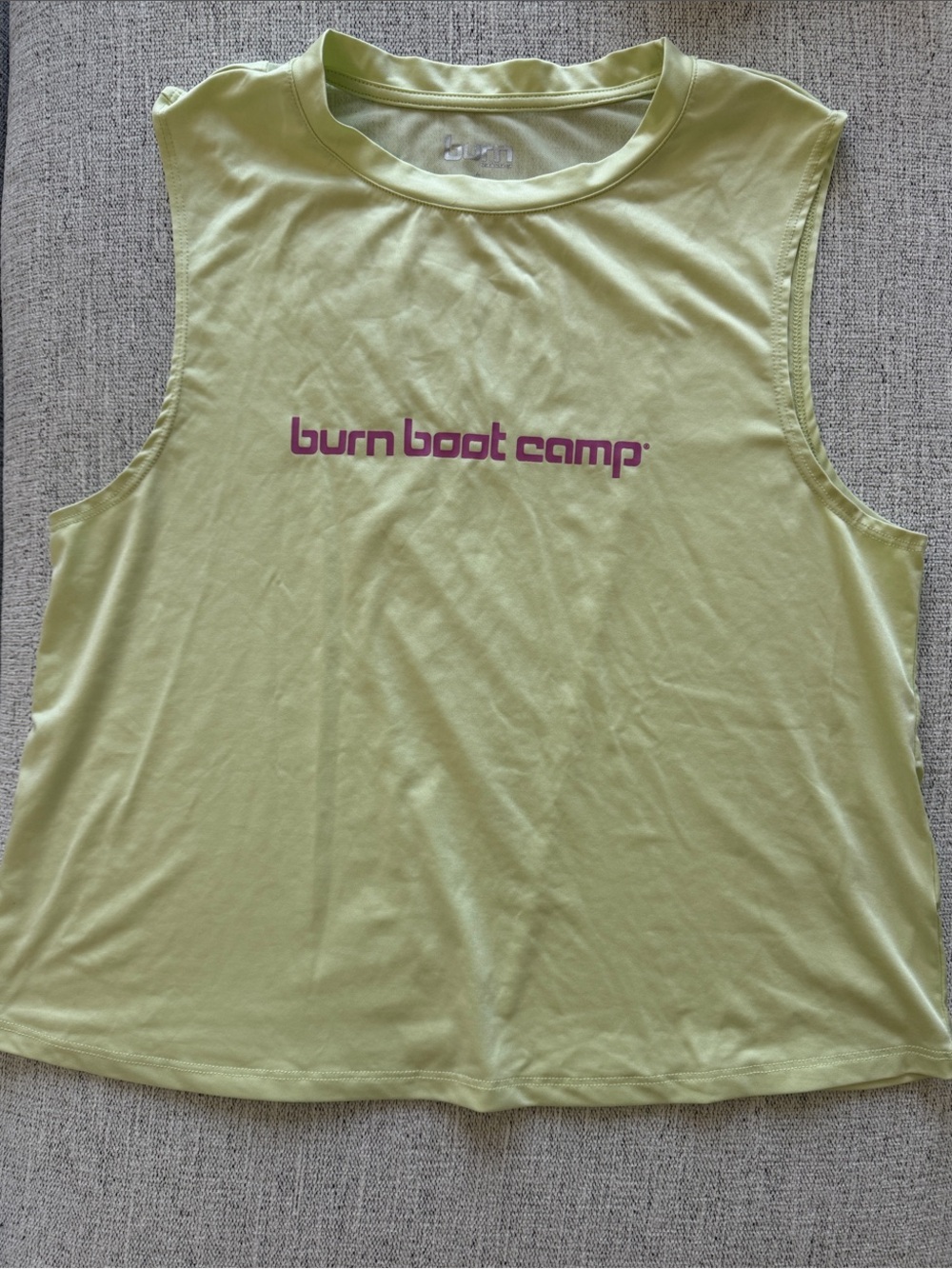 Burn Boot Camp Women's Neon Yellow with Pink logo Muscle Tank